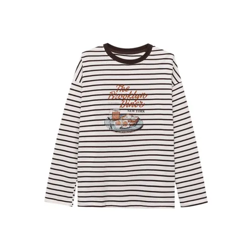 CHARM PICK Кофейные полоски Женские T-рубашки