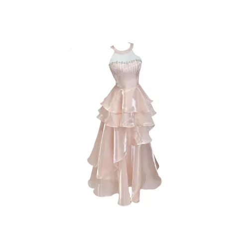 GJFD Мягкий Светло-Розовый Женские Платья без Рукавов