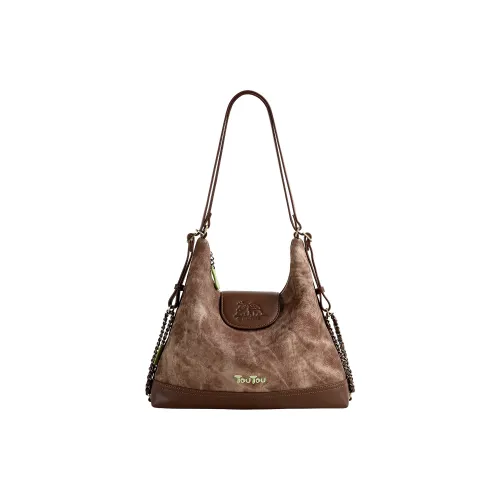 TOUTOU Мальтезе Коллаборация Синтетическая кожа Подмышечный сумка на плечо Обычный Женский Фундуковый Кокосовый Зеленый