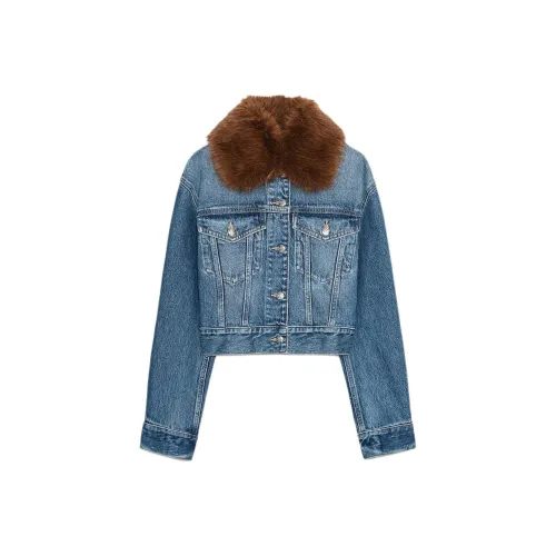 ZARA Джинсовые куртки среднего синего цвета для женщин