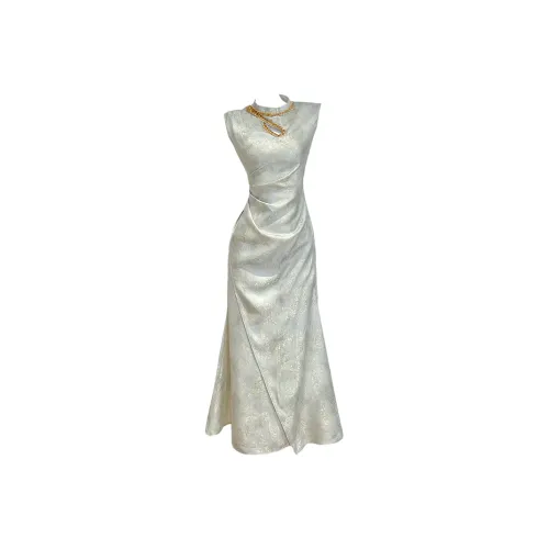 GJFD Зеленые Женские Платья без Рукавов