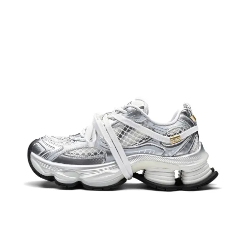 KAPPA Спина к Спине Устойчивые к истиранию Низкие Топ Кроссовки с Толстой Подошвой Женские Серебряные