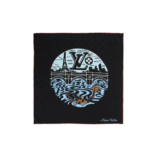 LOUIS VUITTON Шелковые шарфы Унисекс Черный