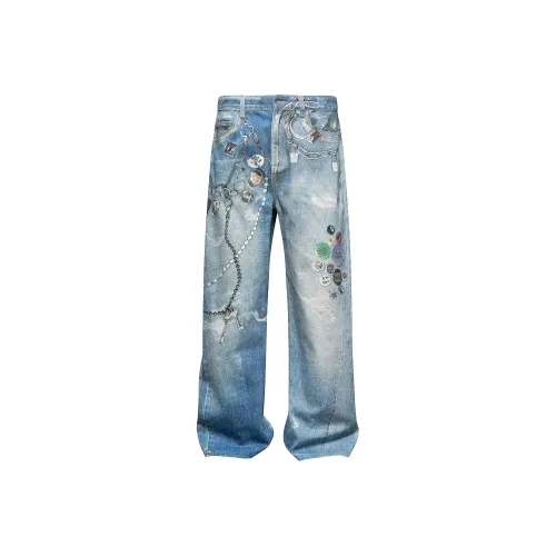 MASKPARK Graffiti Blue Unisex Jeans