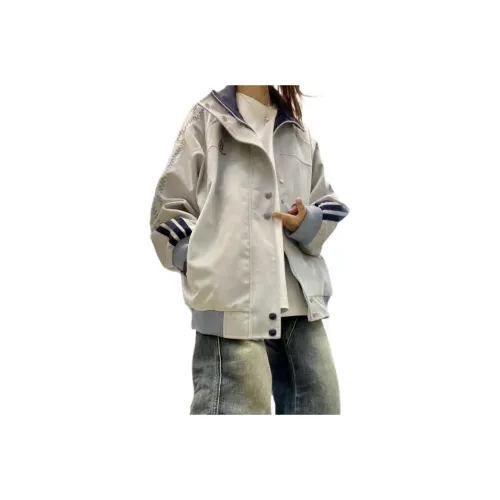 LANGQING Синий Серый Gifted Прохладный Ветер Бренд Наклеенный Женский Куртка