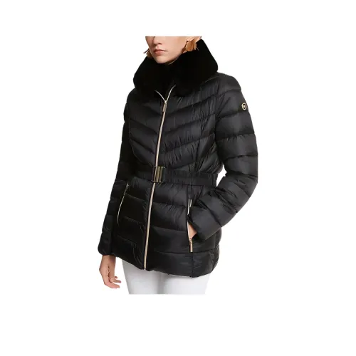 MICHAEL KORS Artificial Fur Trim Quilted Nylon Packable Down Jacket Coats Coats Women's Black