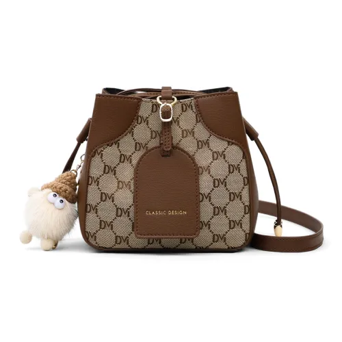 VINEY Сумка через плечо из ткани маленькая женская кофейного цвета