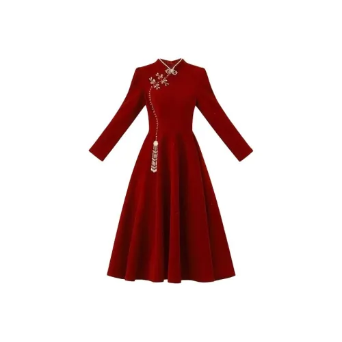 COVT Длинное платье с длинными рукавами женское