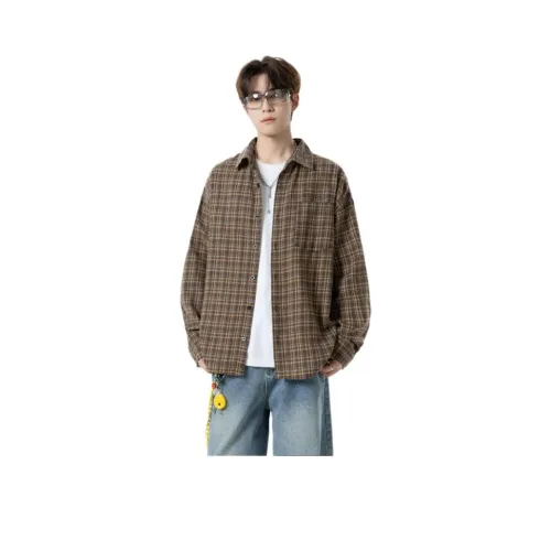 TUOFEI Кофейная клетка Унисекс Рубашки