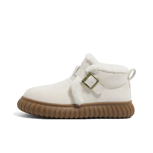 HUANQIU Термический Увеличивающий Высоту Устойчивый к Износу 7см Снежные Ботинки Женские Бежевые