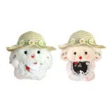 Белый фартук плюшевый кролик + шляпа подсолнух + черный фартук плюшевый кролик + шляпа подсолнух