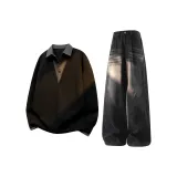 Чёрный топ + чёрные джинсы