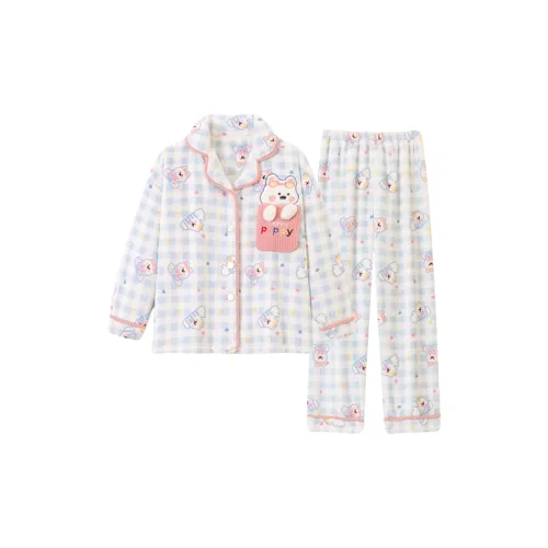 MIMOSA CHUR Синий Сетка Вест-хайленд Женские Пижамные комплекты