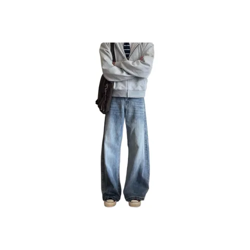 DAFK Светло-синие джинсы с эластичным поясом для мужчин