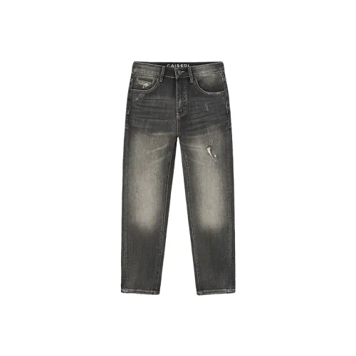 CAISEDI Черный Серый Цвет Мужские Джинсы