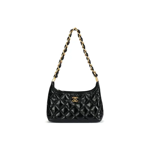 CHANEL Lambskin One Shoulder Bag Medium Women's Black