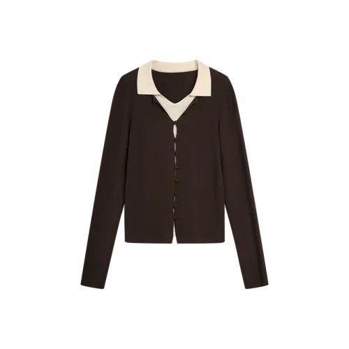 ELLE Темно-коричневый Женский Трикотаж