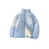 Синий хлопковый пуховик