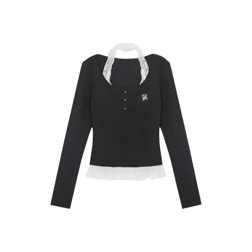 XIAOJUCHUANLI Черный Женский Трикотаж