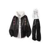 Чёрный+Белый Свитшот+Чёрные Спортивные Штаны