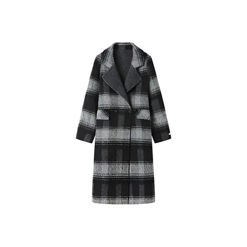 Devanro Черно-белое клетчатое женское пальто