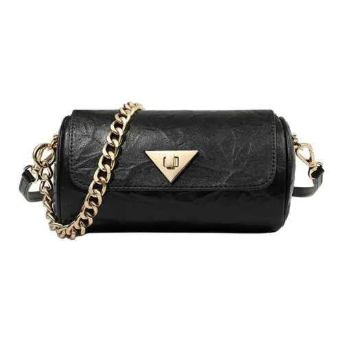 teenmix Текстура Коровья кожа Сумка на плечо Цилиндрическая сумка Сумка через плечо Маленькая женская черная