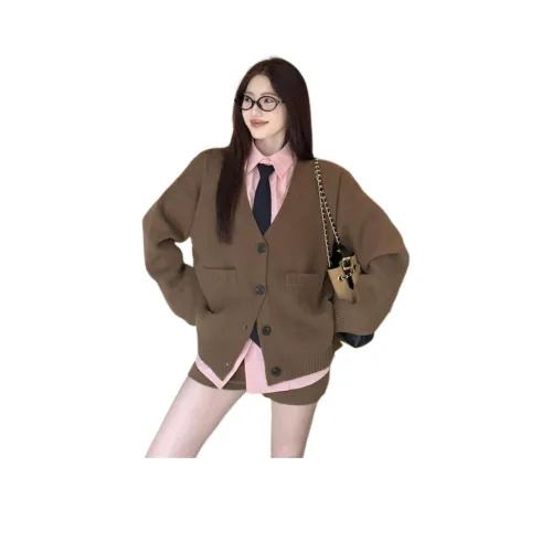 PZHK Кофе Пальто Женские Трикотаж