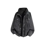 Чёрный с серым капюшоном и чёрная шапка