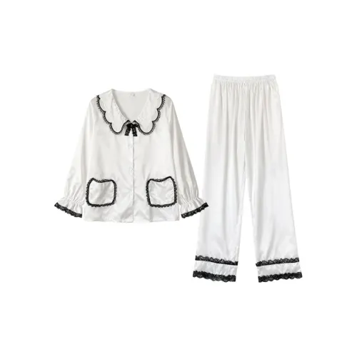 Daiyindie Осенне-зимняя пижама для женщин ледяной шелк с длинными рукавами домашняя одежда