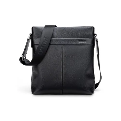 Поло верх из коровьей кожи сумка через плечо средний размер мужская черная