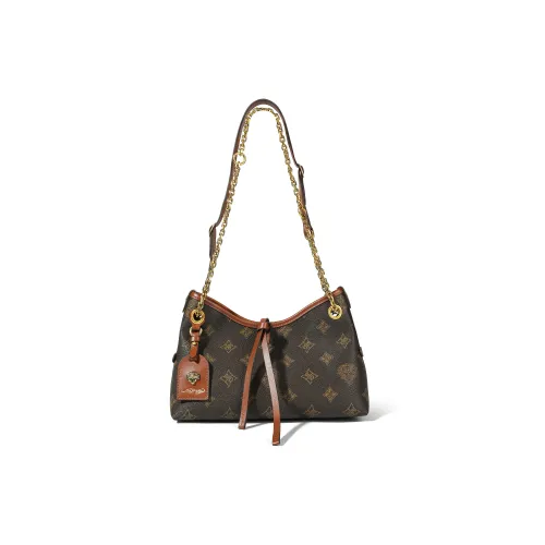 Ed Hardy Classic Series ПВХ с крупнозернистой текстурой коровья кожа плечо сумка женская кофейно-коричневый