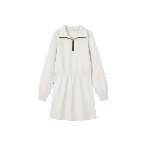 PEACEBIRD Мягкий Белый Женские Длинные Платья с Длинными Рукавами