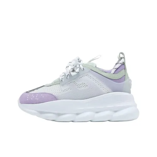 VERSACE Низкий топ толстая подошва кроссовки мужской белый фиолетовый