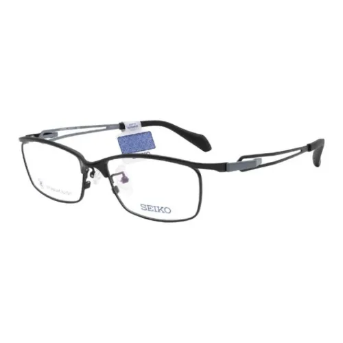 SEIKO Titanium Alloy Titanium Material Rectangular Eyeglass Frames Unisex Matte Black