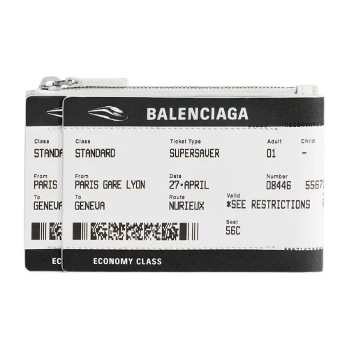 Balenciaga Телячья кожа Монетница Стандартный Мужской Черный Белый