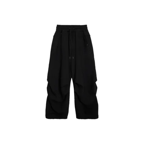 TREEMINGBIRD Двойной Tucked Комплект Вверх Брюки Повседневные Брюки Унисекс Черный