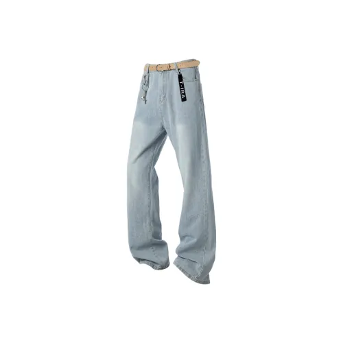 T IRA Светло-синий Без логотипа Застежка Унисекс Джинсы