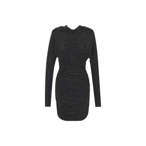 SAINT LAURENT FW22 Длинное платье с длинным рукавом женское черное