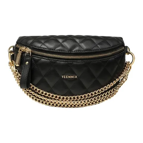 teenmix Сумка через плечо из коровьей кожи Слинг-сумка Сумка на пояс Стиль Женская сумка Средний Женская Черная