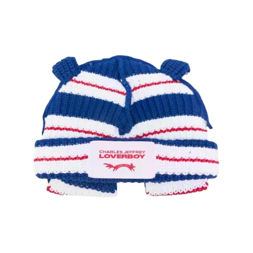 CHARLES JEFFREY Cotton Beanies Men's Blue White CHARLES JEFFREY Хлопок Шапки-бини Мужской Синий Белый
