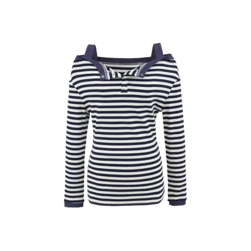 QIAOMONVHAI Темно-синие женские футболки T