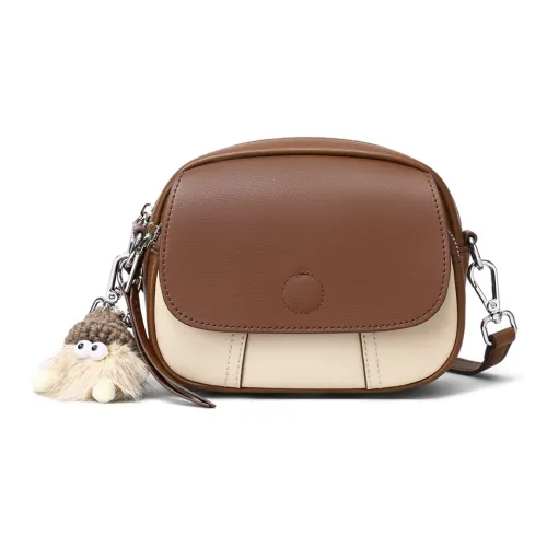 VINEY Сумка через плечо из коровьей кожи Маленькая Женская Кофейная Абрикосовая