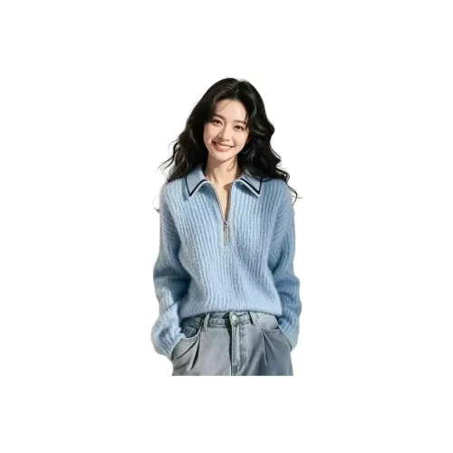 LANGQING Синий Бесплатная доставка с бренд наклейкой Женская трикотажная одежда