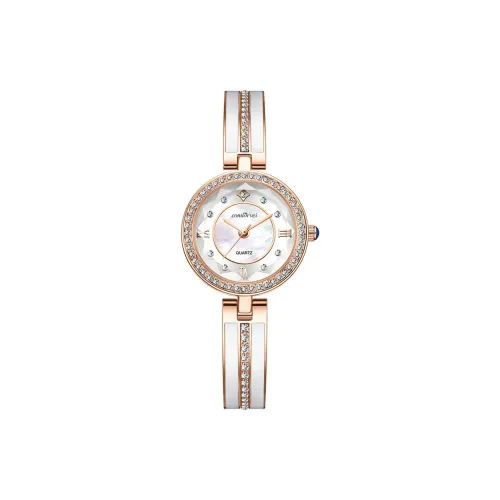 COMLORVEI Кварцевый механизм сплав ремешок женские часы жемчужная раковина цвет циферблат часов