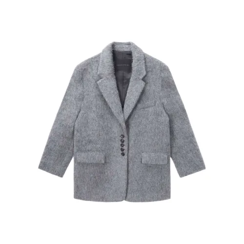 TREEMINGBIRD Альпака Шерсть Tailored Пуговица Вверх Куртка Женские