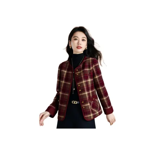 Mylan Red Plaid Women's Short Coat Mylan Красное Клетчатое Женское Короткое Пальто