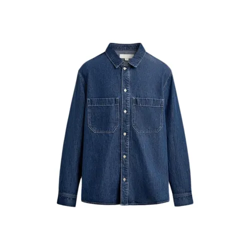 ZARA Мужские рубашки светло-синие