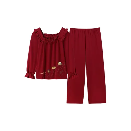 QINJING Красный Женский Пижамный Комплект