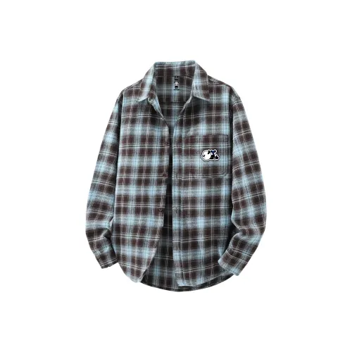 HIPANDA Синяя Клетка Унисекс Рубашки