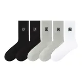 Черный 2 + Светло-серый 2 + Белый 1 [10A Антибактериальный Улыбающееся Лицо Носки]